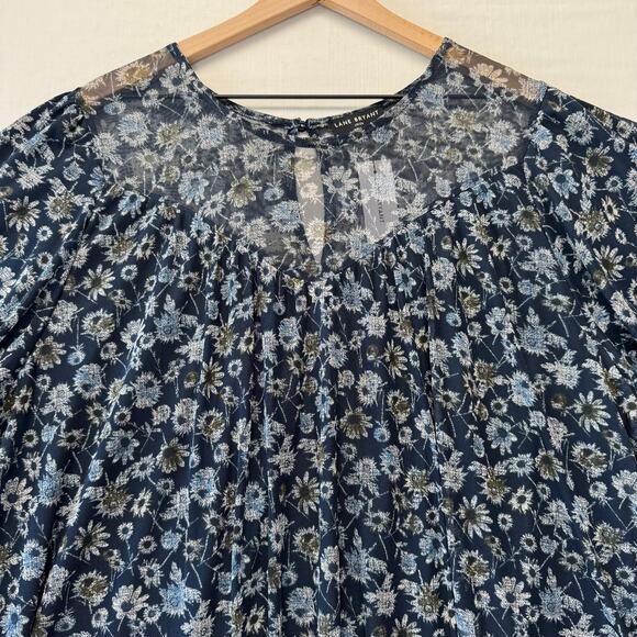 LANE BRYANT Puff Sleeve Crew Neck Mesh Blouse Women's Size 18/20 Navy Floral NWT - Picture 5 of 13
